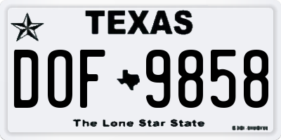 TX license plate DOF9858