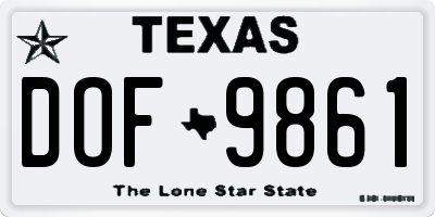 TX license plate DOF9861