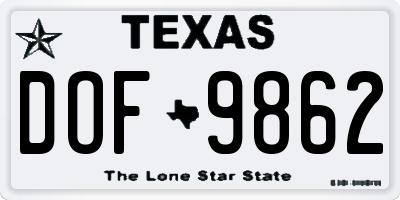 TX license plate DOF9862