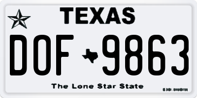 TX license plate DOF9863