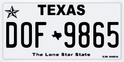 TX license plate DOF9865