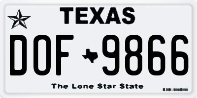 TX license plate DOF9866