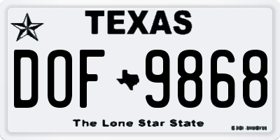 TX license plate DOF9868