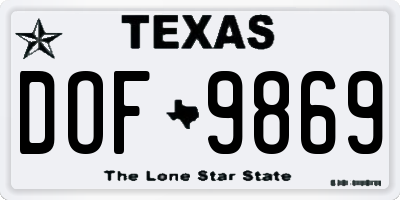 TX license plate DOF9869