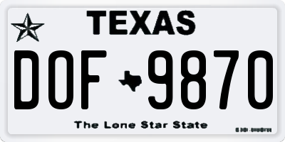 TX license plate DOF9870