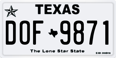 TX license plate DOF9871