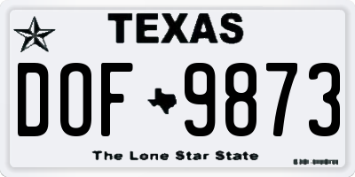 TX license plate DOF9873