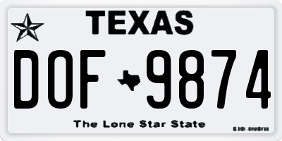TX license plate DOF9874