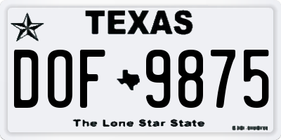 TX license plate DOF9875