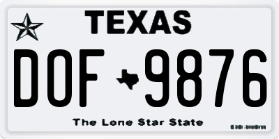 TX license plate DOF9876
