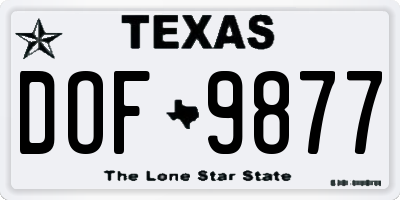 TX license plate DOF9877