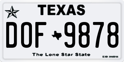 TX license plate DOF9878
