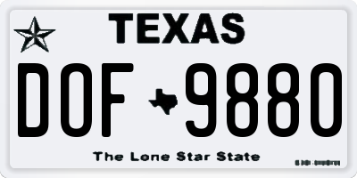 TX license plate DOF9880