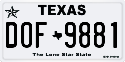 TX license plate DOF9881