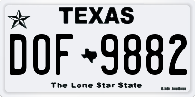 TX license plate DOF9882