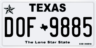 TX license plate DOF9885