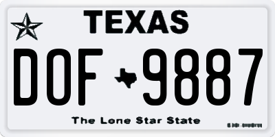 TX license plate DOF9887