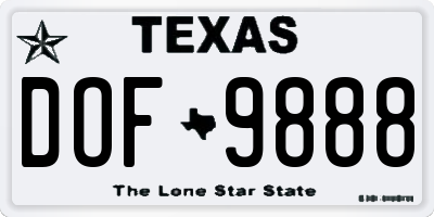 TX license plate DOF9888