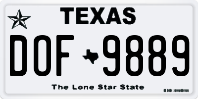 TX license plate DOF9889