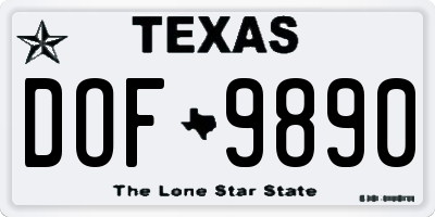 TX license plate DOF9890