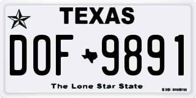 TX license plate DOF9891