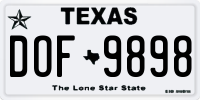 TX license plate DOF9898
