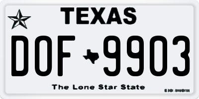 TX license plate DOF9903