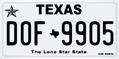 TX license plate DOF9905