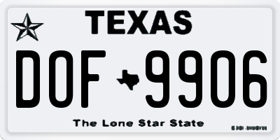 TX license plate DOF9906