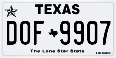 TX license plate DOF9907