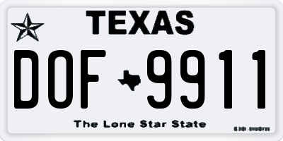 TX license plate DOF9911