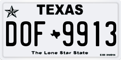 TX license plate DOF9913