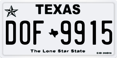 TX license plate DOF9915