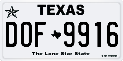 TX license plate DOF9916