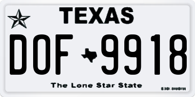 TX license plate DOF9918