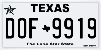 TX license plate DOF9919