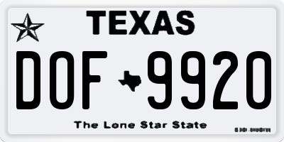 TX license plate DOF9920
