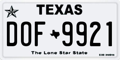 TX license plate DOF9921