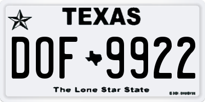 TX license plate DOF9922