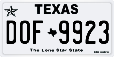 TX license plate DOF9923
