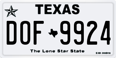 TX license plate DOF9924
