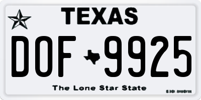 TX license plate DOF9925