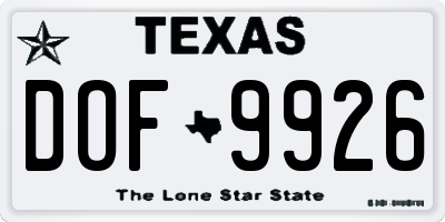 TX license plate DOF9926
