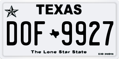 TX license plate DOF9927