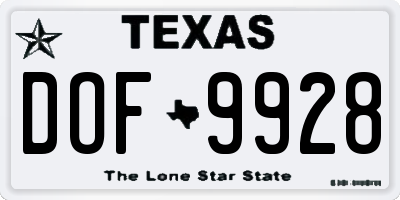 TX license plate DOF9928