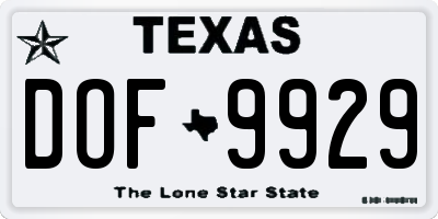 TX license plate DOF9929