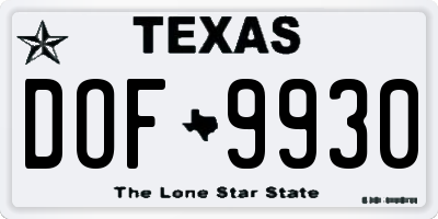 TX license plate DOF9930