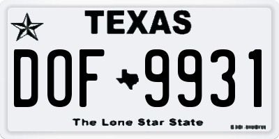 TX license plate DOF9931