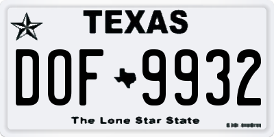 TX license plate DOF9932