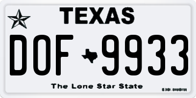 TX license plate DOF9933